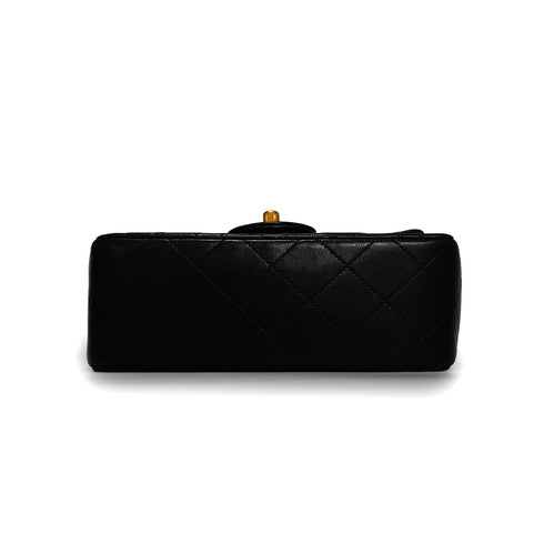 VINTAGE CHANEL MINI MATERASSE CHAIN SHOULDER BAG BLACK LAMB SKIN GOLD HARDWARE 90341867
