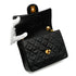 VINTAGE CHANEL MINI MATERASSE CHAIN SHOULDER BAG BLACK LAMB SKIN GOLD HARDWARE 90341867