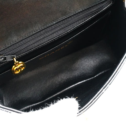 VINTAGE CHANEL MINI MATERASSE CHAIN SHOULDER BAG BLACK LAMB SKIN GOLD HARDWARE 90341867