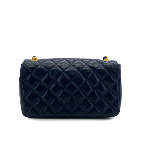 VINTAGE CHANEL MINI NATELASSE CHAIN SHOULDER BAG NAVY LAMB SKIN GOLD HARDWARE 90313344