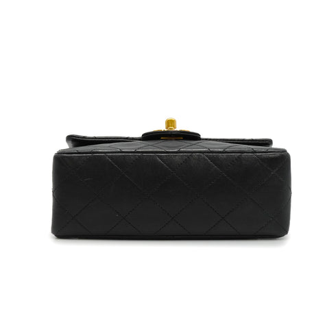 VINTAGE CHANEL MINI SQUARE 17 BIJOU CHAIN SHOULDER BAG BLACK LAMB SKIN GOLD HARDWARE 90341847