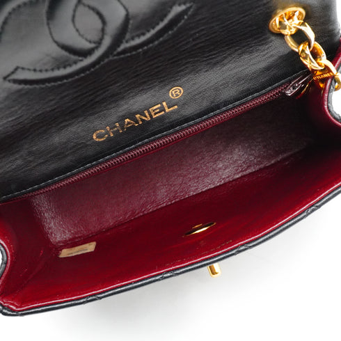 VINTAGE CHANEL MINI SQUARE 17 BIJOU CHAIN SHOULDER BAG BLACK LAMB SKIN GOLD HARDWARE 90341847