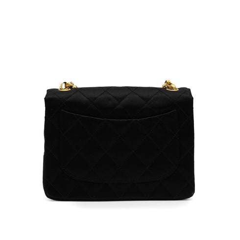 VINTAGE CHANEL MINI SQUARE 17 BIJOU CHAIN SHOULDER BAG BLACK SATIN GOLD HARDWARE 90343979