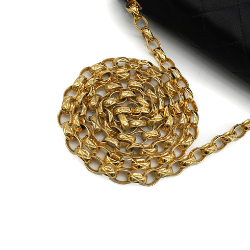VINTAGE CHANEL MINI SQUARE 17 BIJOU CHAIN SHOULDER BAG BLACK SATIN GOLD HARDWARE 90343979