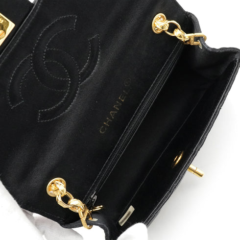 VINTAGE CHANEL MINI SQUARE 17 BIJOU CHAIN SHOULDER BAG BLACK SATIN GOLD HARDWARE 90343979