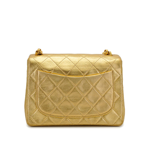 VINTAGE CHANEL MINI SQUARE 17 BIJOU CHAIN SHOULDER BAG GOLD LAMB SKIN GOLD HARDWARE 90339657
