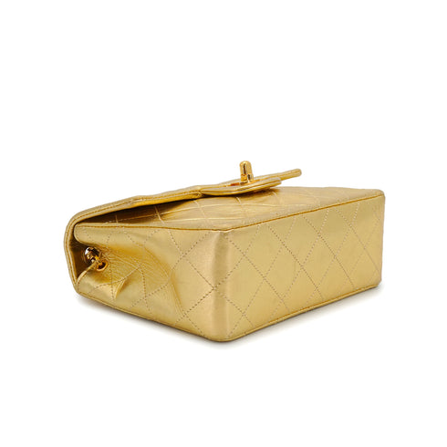 VINTAGE CHANEL MINI SQUARE 17 BIJOU CHAIN SHOULDER BAG GOLD LAMB SKIN GOLD HARDWARE 90339657
