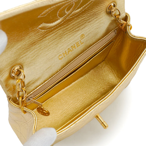 VINTAGE CHANEL MINI SQUARE 17 BIJOU CHAIN SHOULDER BAG GOLD LAMB SKIN GOLD HARDWARE 90339657