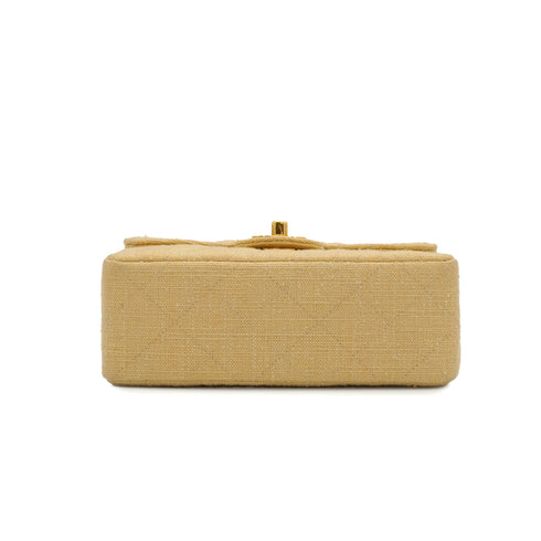 VINTAGE CHANEL MINI SQUARE 17 CHAIN SHOULDER BAG BEIGE CANVAS GOLD HARDWARE 90343405