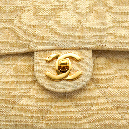 VINTAGE CHANEL MINI SQUARE 17 CHAIN SHOULDER BAG BEIGE CANVAS GOLD HARDWARE 90343405