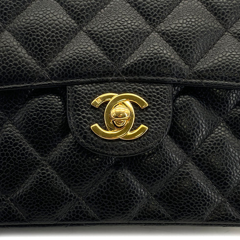 VINTAGE CHANEL MINI SQUARE 17 CHAIN SHOULDER BAG BLACK CAVIAR SKIN GOLD HARDWARE 90322283