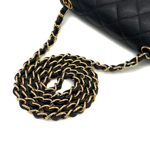 VINTAGE CHANEL MINI SQUARE 17 CHAIN SHOULDER BAG BLACK CAVIAR SKIN GOLD HARDWARE 90322283