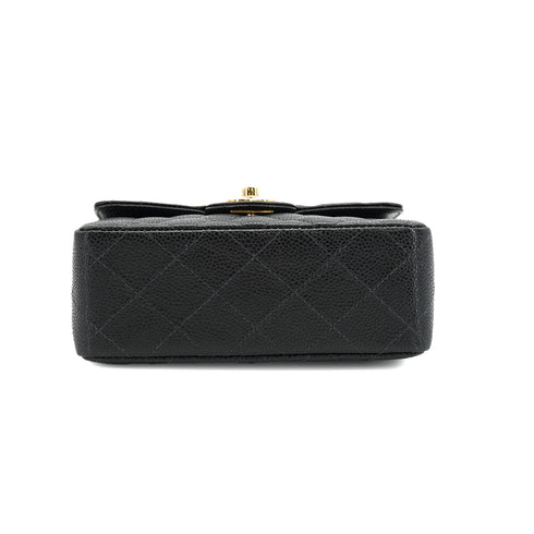 VINTAGE CHANEL MINI SQUARE 17 CHAIN SHOULDER BAG BLACK CAVIAR SKIN GOLD HARDWARE 90335587