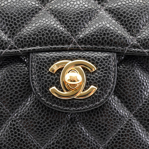 VINTAGE CHANEL MINI SQUARE 17 CHAIN SHOULDER BAG BLACK CAVIAR SKIN GOLD HARDWARE 90335587
