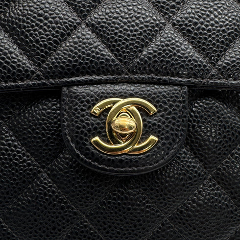 VINTAGE CHANEL MINI SQUARE 17 CHAIN SHOULDER BAG BLACK CAVIAR SKIN GOLD HARDWARE 90328928