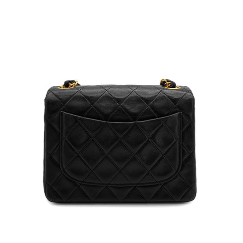 VINTAGE CHANEL MINI SQUARE 17 CHAIN SHOULDER BAG BLACK LAMB SKIN 90324819