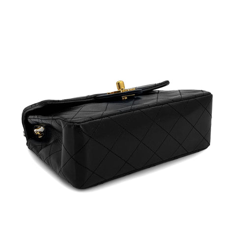 VINTAGE CHANEL MINI SQUARE 17 CHAIN SHOULDER BAG BLACK LAMB SKIN GOLD HARDWARE 90327281