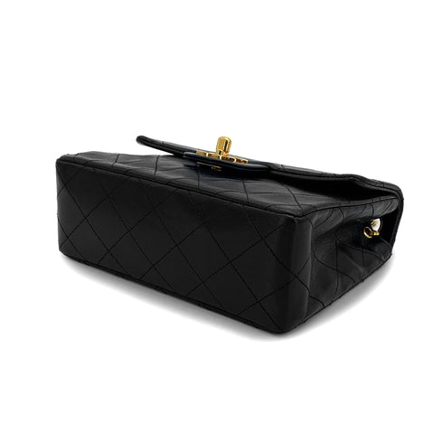 VINTAGE CHANEL MINI SQUARE 17 CHAIN SHOULDER BAG BLACK LAMB SKIN GOLD HARDWARE 90327281