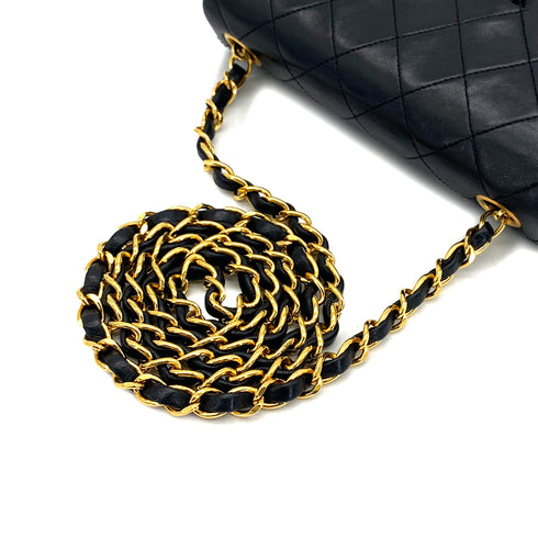 VINTAGE CHANEL MINI SQUARE 17 CHAIN SHOULDER BAG BLACK LAMB SKIN GOLD HARDWARE 90327281