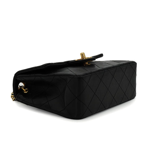 VINTAGE CHANEL MINI SQUARE 17 CHAIN SHOULDER BAG BLACK LAMB SKIN GOLD HARDWARE 90335483
