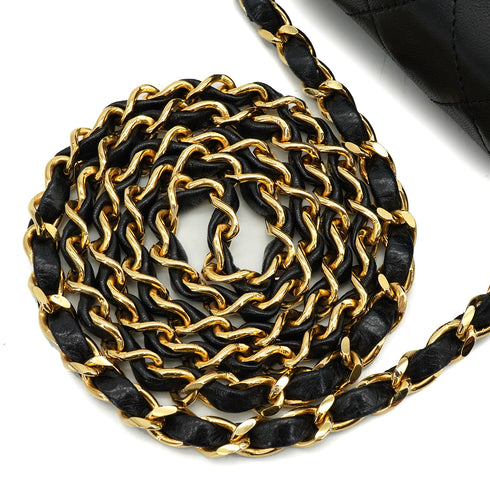 VINTAGE CHANEL MINI SQUARE 17 CHAIN SHOULDER BAG BLACK LAMB SKIN GOLD HARDWARE 90335483