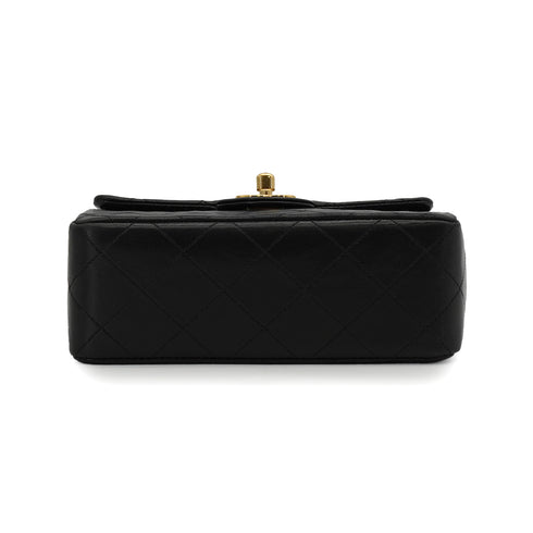 VINTAGE CHANEL MINI SQUARE 17 CHAIN SHOULDER BAG BLACK LAMB SKIN GOLD HARDWARE 90340165