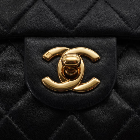 VINTAGE CHANEL MINI SQUARE 17 CHAIN SHOULDER BAG BLACK LAMB SKIN GOLD HARDWARE 90340165