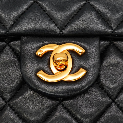 VINTAGE CHANEL MINI SQUARE 17 CHAIN SHOULDER BAG BLACK LAMB SKIN GOLD HARDWARE 90341914