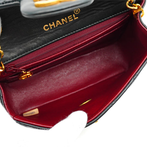 VINTAGE CHANEL MINI SQUARE 17 CHAIN SHOULDER BAG BLACK LAMB SKIN GOLD HARDWARE 90341914
