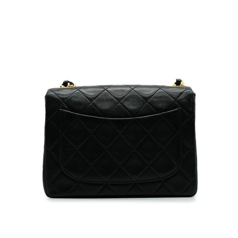 VINTAGE CHANEL MINI SQUARE 17 CHAIN SHOULDER BAG BLACK LAMB SKIN GOLD HARDWARE 90342579