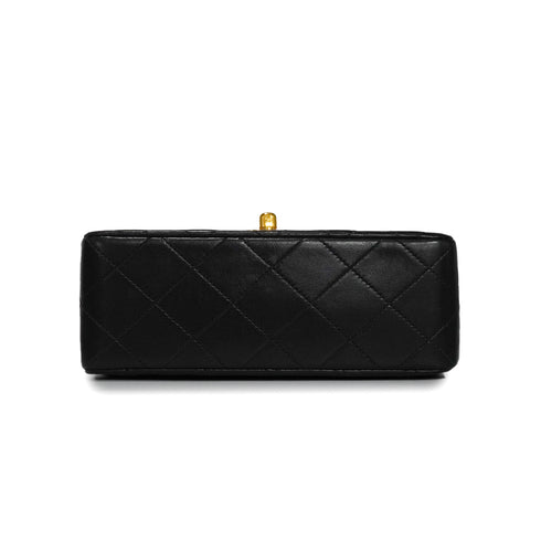 VINTAGE CHANEL MINI SQUARE 17 CHAIN SHOULDER BAG BLACK LAMB SKIN GOLD HARDWARE 90342579