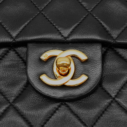 VINTAGE CHANEL MINI SQUARE 17 CHAIN SHOULDER BAG BLACK LAMB SKIN GOLD HARDWARE 90342579