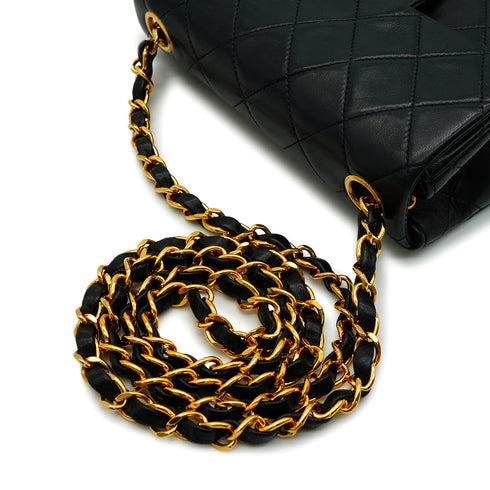 VINTAGE CHANEL MINI SQUARE 17 CHAIN SHOULDER BAG BLACK LAMB SKIN GOLD HARDWARE 90342579