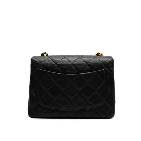 VINTAGE CHANEL MINI SQUARE 17 CHAIN SHOULDER BAG BLACK LAMB SKIN GOLD HARDWARE 90343021