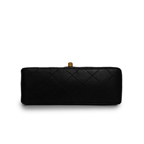 VINTAGE CHANEL MINI SQUARE 17 CHAIN SHOULDER BAG BLACK LAMB SKIN GOLD HARDWARE 90343021