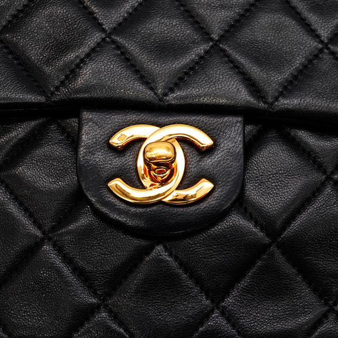 VINTAGE CHANEL MINI SQUARE 17 CHAIN SHOULDER BAG BLACK LAMB SKIN GOLD HARDWARE 90343021