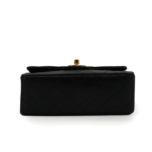 VINTAGE CHANEL MINI SQUARE 17 CHAIN SHOULDER BAG BLACK LAMB SKIN GOLD HARDWARE 90343923