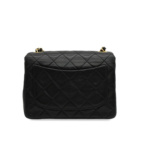 VINTAGE CHANEL MINI SQUARE 17 CHAIN SHOULDER BAG BLACK LAMB SKIN GOLD HARDWARE 90343956