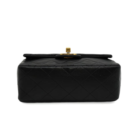 VINTAGE CHANEL MINI SQUARE 17 CHAIN SHOULDER BAG BLACK LAMB SKIN GOLD HARDWARE 90343956