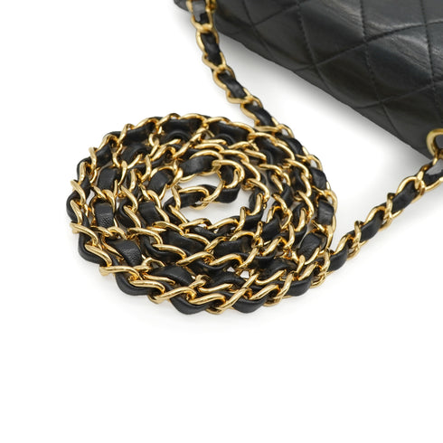 VINTAGE CHANEL MINI SQUARE 17 CHAIN SHOULDER BAG BLACK LAMB SKIN GOLD HARDWARE 90343956