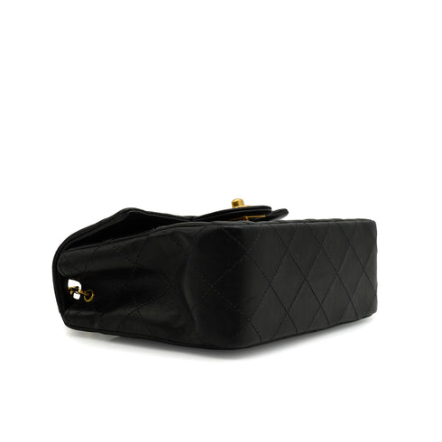 VINTAGE CHANEL MINI SQUARE 17 CHAIN SHOULDER BAG BLACK LAMB SKIN GOLD HARDWARE 90344447