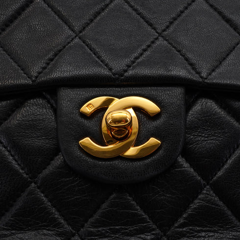 VINTAGE CHANEL MINI SQUARE 17 CHAIN SHOULDER BAG BLACK LAMB SKIN GOLD HARDWARE 90346681