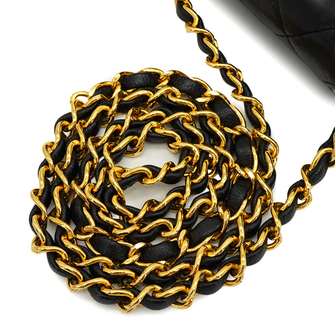 VINTAGE CHANEL MINI SQUARE 17 CHAIN SHOULDER BAG BLACK LAMB SKIN GOLD HARDWARE 90346681