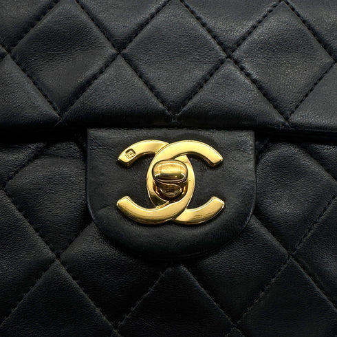 VINTAGE CHANEL MINI SQUARE 17 CHAIN SHOULDER BAG BLACK LAMB SKIN GOLD HARDWARE 90319942