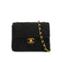 VINTAGE CHANEL MINI SQUARE 17 CHAIN SHOULDER BAG BLACK SUEDE GOLD HARDWARE 90326733