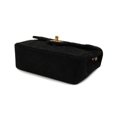 VINTAGE CHANEL MINI SQUARE 17 CHAIN SHOULDER BAG BLACK SUEDE GOLD HARDWARE 90326733