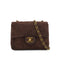 VINTAGE CHANEL MINI SQUARE 17 CHAIN SHOULDER BAG BROWN SUEDE GOLD HARDWARE 90326852