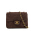 VINTAGE CHANEL MINI SQUARE 17 CHAIN SHOULDER BAG BROWN SUEDE GOLD HARDWARE 90326852