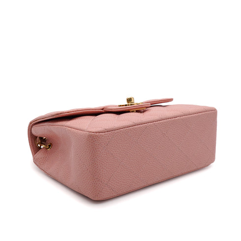 VINTAGE CHANEL MINI SQUARE 17 CHAIN SHOULDER BAG PINK CAVIR SKIN GOLD HARDWARE 90346104