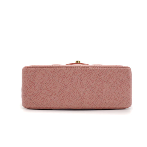 VINTAGE CHANEL MINI SQUARE 17 CHAIN SHOULDER BAG PINK CAVIR SKIN GOLD HARDWARE 90346104